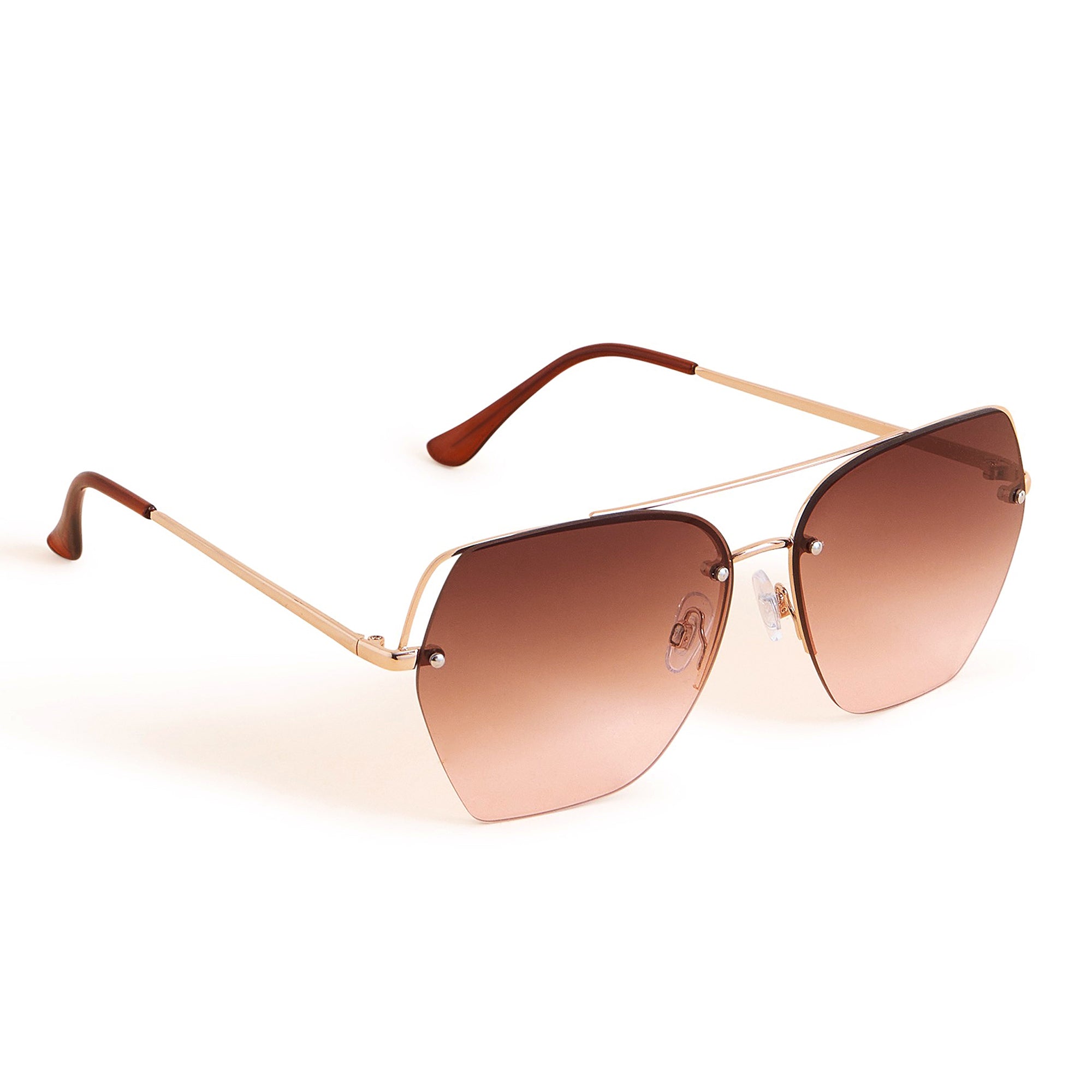 Buy Aviator Sunglasses Gold Metal Frame with Brown Lens Stylish Fashion at  Amazon.in